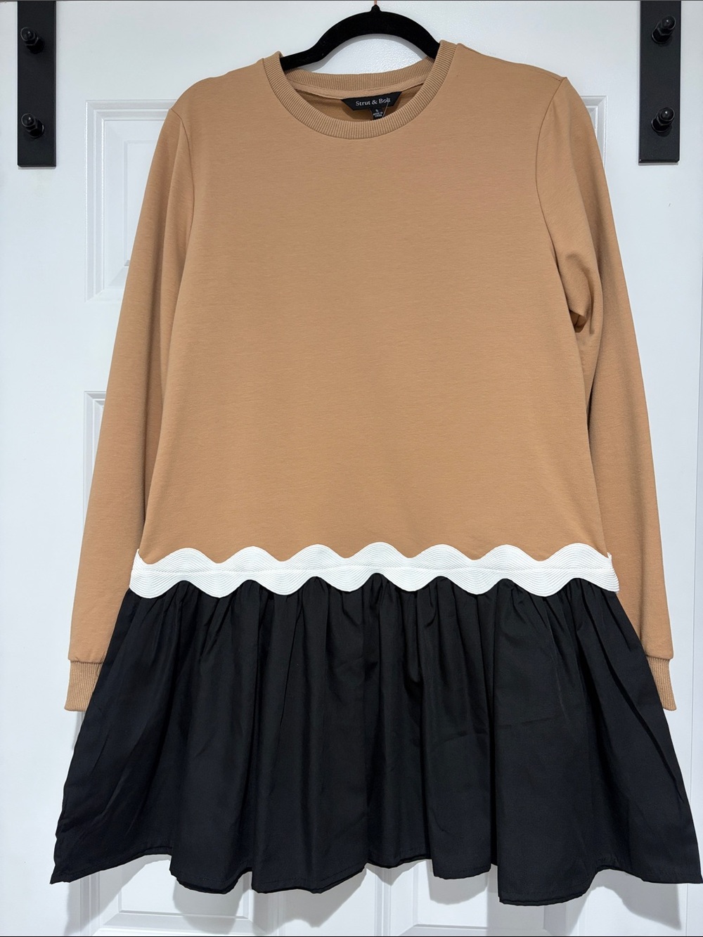 Strut & Bolt Tan and Black Long-Sleeve Dress